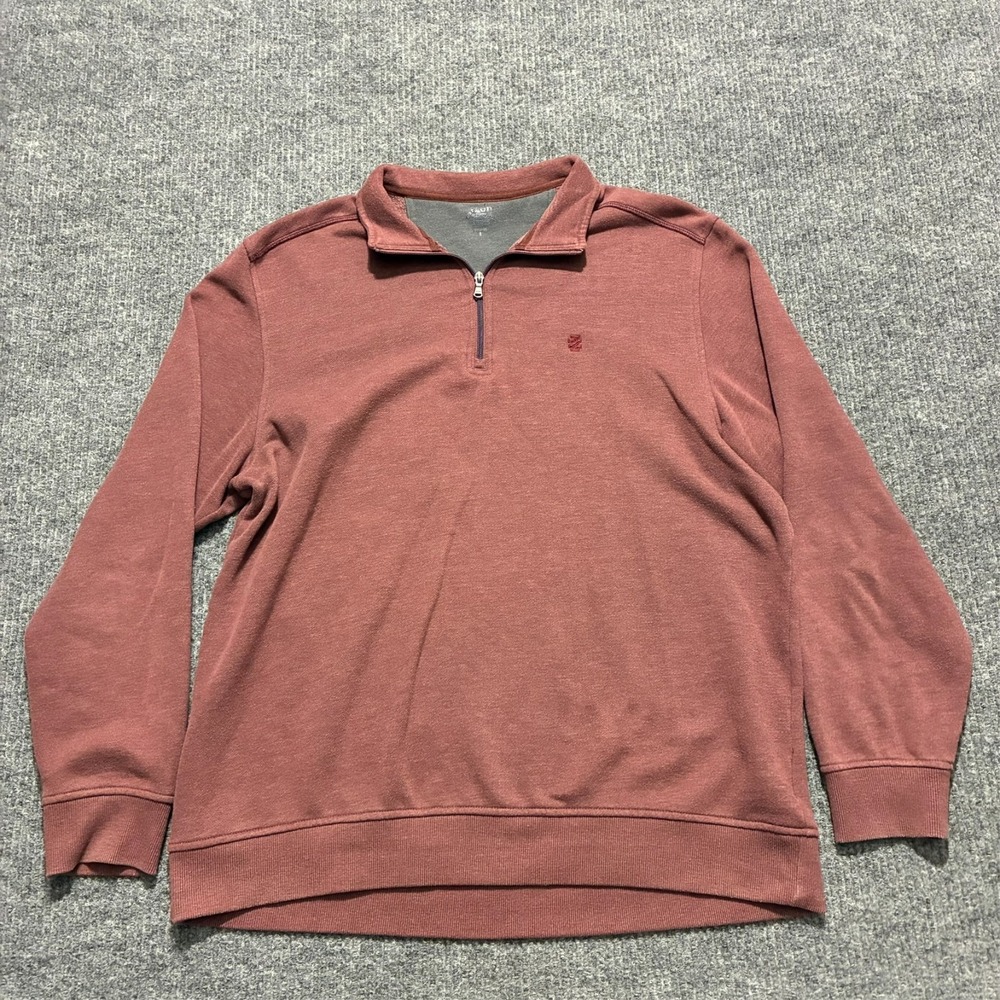 IZOD Saltwater Mens Sweater Size Large 1/4 Zip Pullover Relaxed Classic Fit